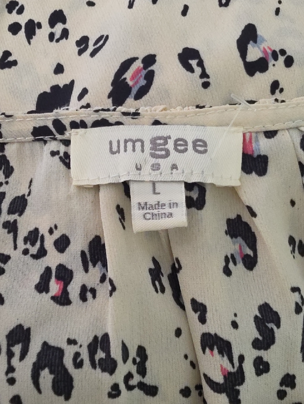 Umgee Dress Cream Leopard-Print Flutter-Cap Sleeve Dress Cream Size L - Picture 16 of 16